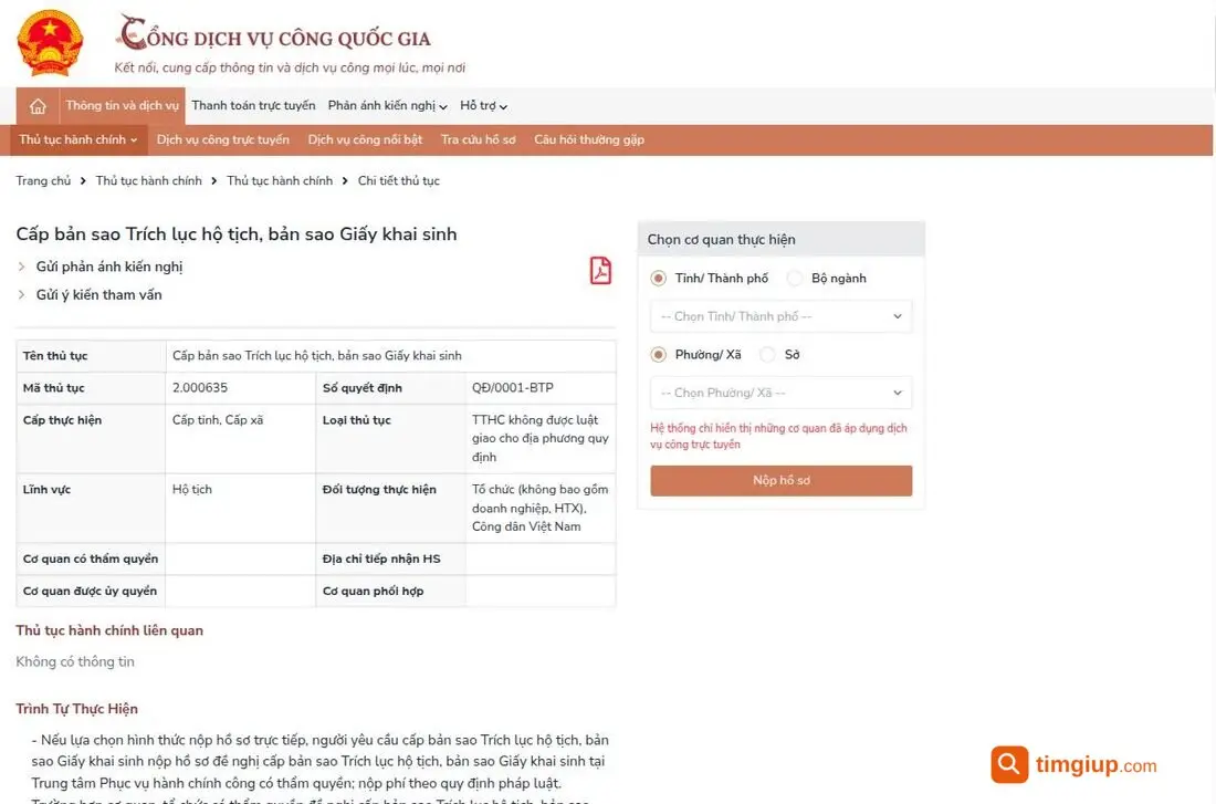 Mất giấy khai sinh: xin bản sao trích lục hộ tịch 8.000đ