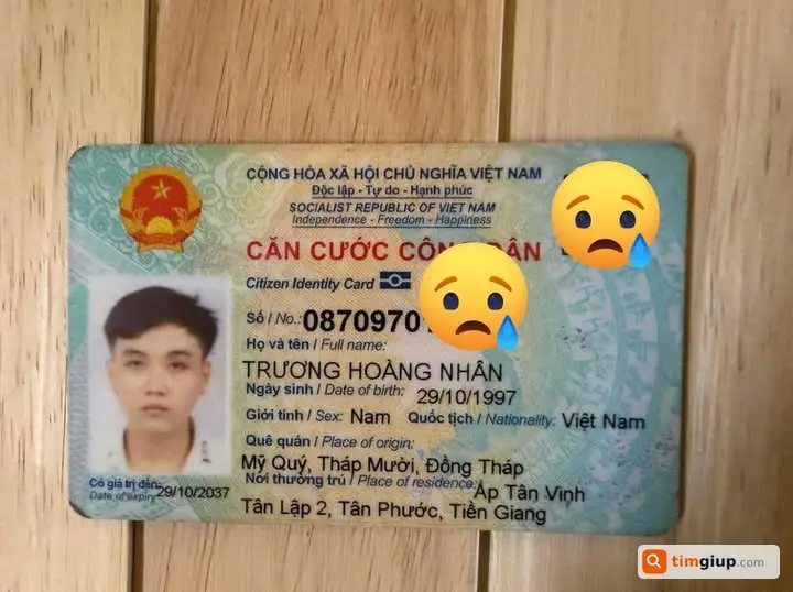 Thất lạc ví chứa giấy tờ Trương Hoàng Nhân tại Cà Mau