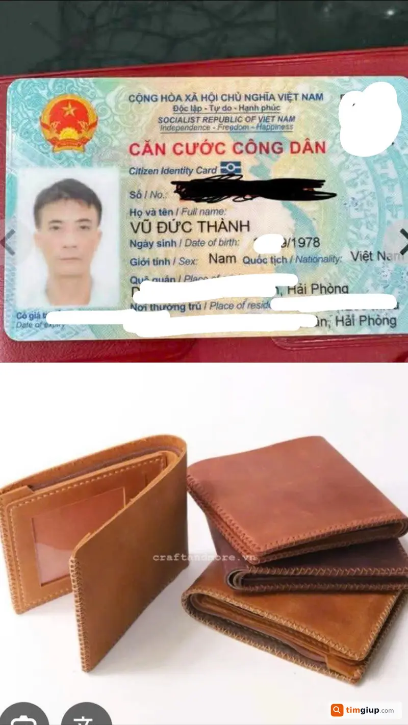 Rơi ví hồng chứa giấy tờ tên Vũ Đức Thành tại Hải Phòng