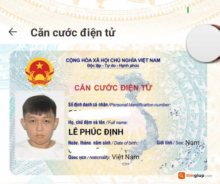 Tìm ví tiền có CCCD tên Lê Phúc Định tại Quận 12