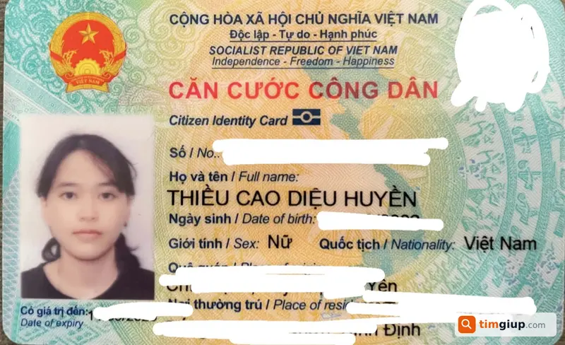 Tìm ví có giấy tờ tên Thiều Cao Diệu Huyền tại TP.HCM