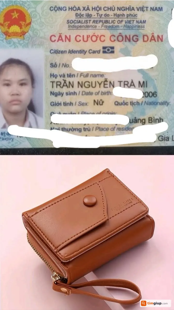 Tìm ví màu nâu chứa giấy tờ của Trần Nguyễn Trà Mi tại Đà Nẵng