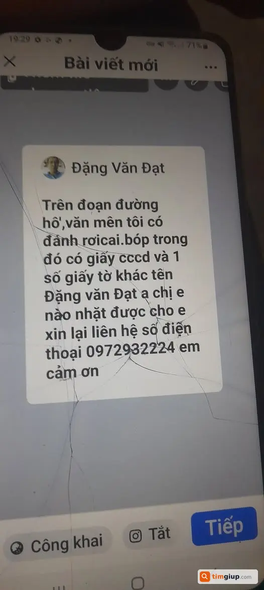 Nhờ tìm đồ thất lạc, liên hệ sdt 0378238549