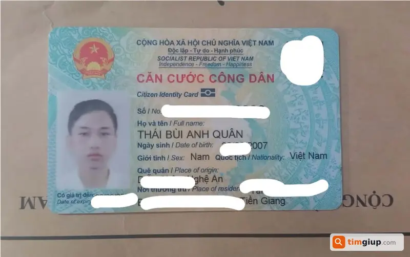 Tìm ví giấy tờ tên Thái Bùi Anh Quân tại Mỹ Tho