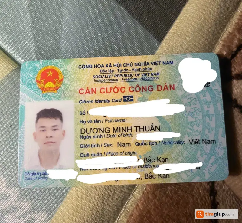 Tìm ví và giấy tờ tên Dương Minh Thuấn tại Thái Nguyên