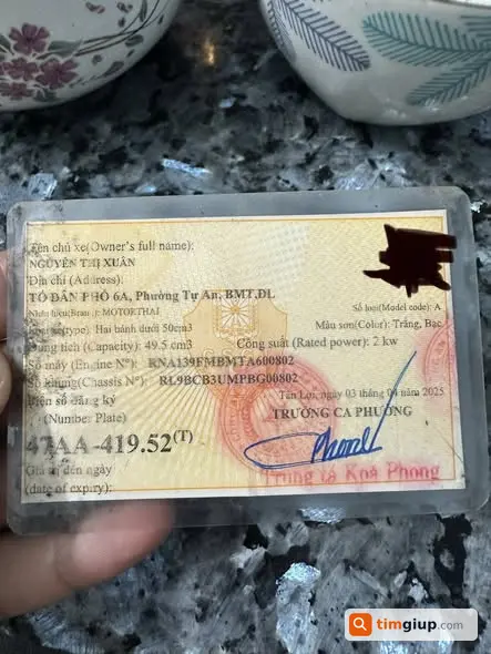 Nhặt được cà vẹt xe biển 47AA tại TP Vũng Tàu