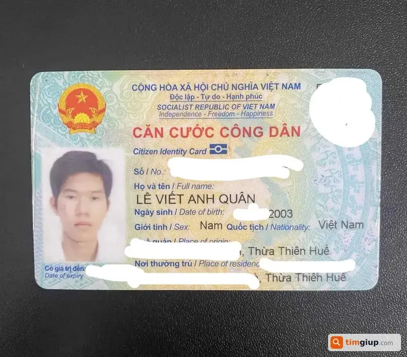Tìm ví và giấy tờ tùy thân của Lê Viết Anh Quân tại TP. Huế