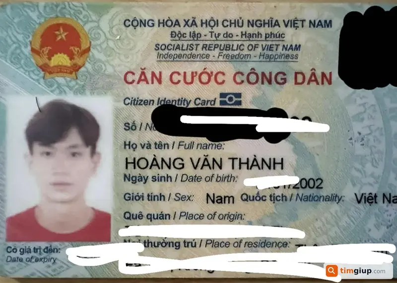 Tìm ví đánh rơi chứa CCCD tên Hoàng Văn Thành tại TP. Hồ Chí Minh