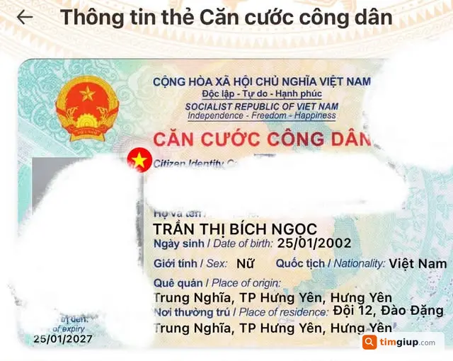 Mất ví đen chứa CCCD Trần Thị Bích Ngọc tại Giải Phóng