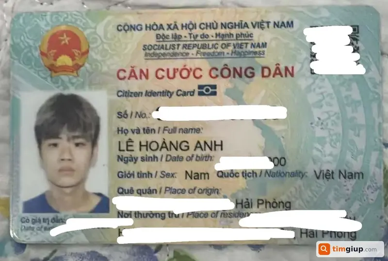 Tìm thẻ Căn cước công dân tên Lê Hoàng Anh (2000) tại Hải Phòng