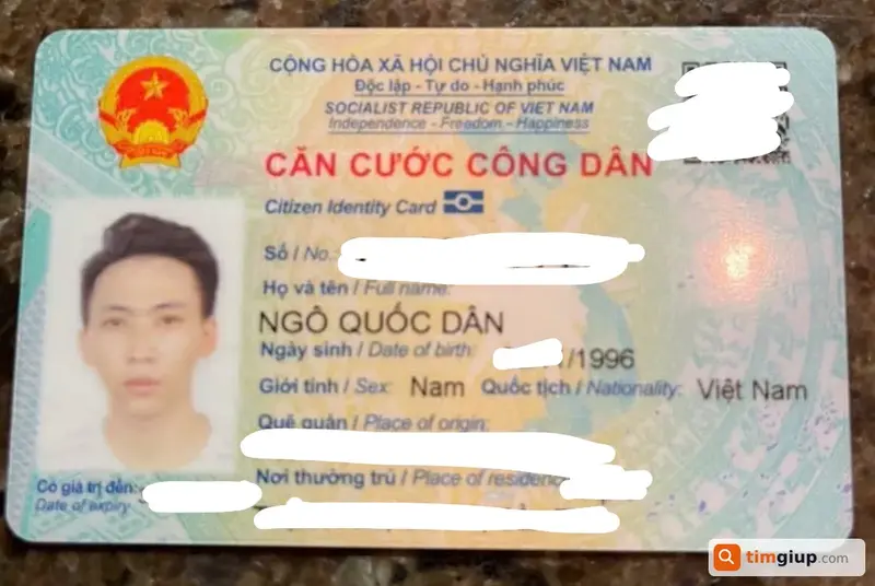 Tìm ví và giấy tờ tùy thân tên Ngô Quốc Dân tại Cần Thơ