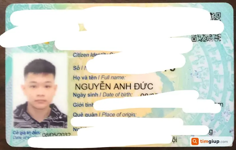 Tìm CCCD và giấy tờ Nguyễn Anh Đức mất tại Hà Nội
