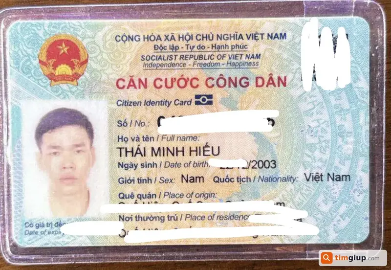 Tìm thẻ Căn cước công dân của Thái Minh Hiếu (2003) tại Đà Nẵng