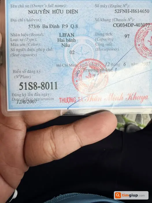 Nhặt được cà vẹt xe tại khu vực chưa rõ, tìm chủ liên hệ