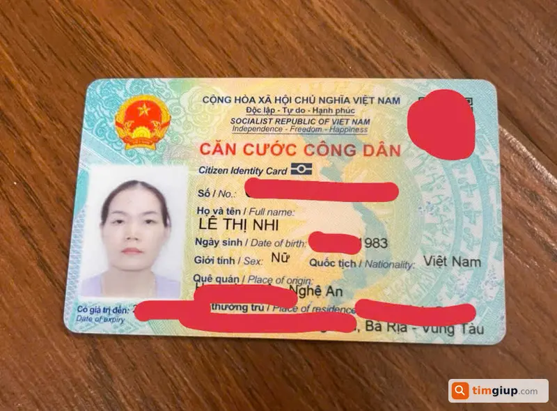 Tìm ví giấy tờ tên Lê Thị Nhi rơi tại Vũng Tàu