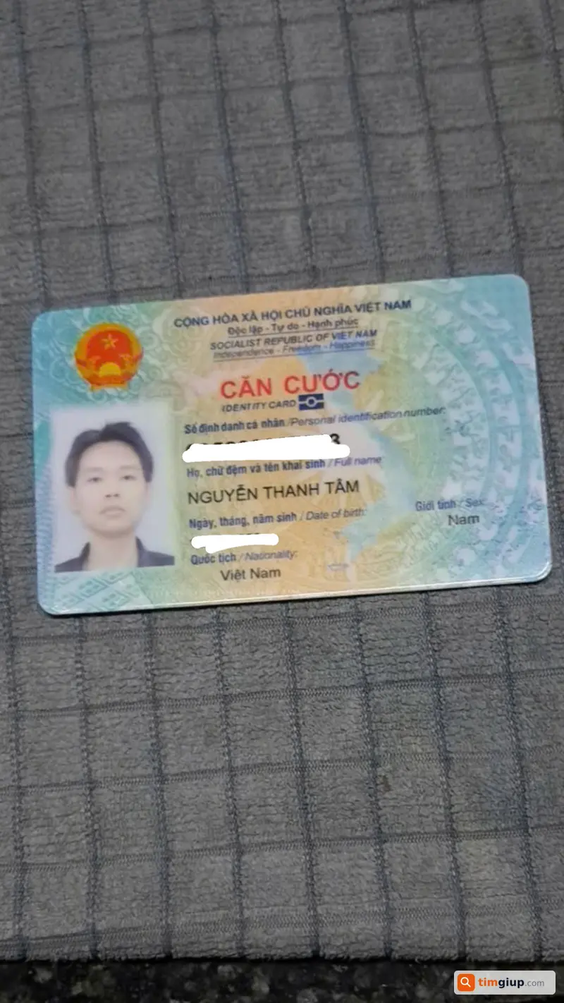 Tìm ví màu đen có giấy tờ tên Nguyễn Thanh Tâm ở Tân Bình