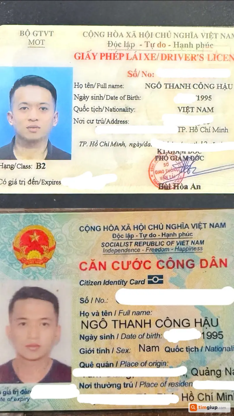 Tìm ví đen cùng giấy tờ tên Ngô Thanh Công Hậu tại TP.HCM