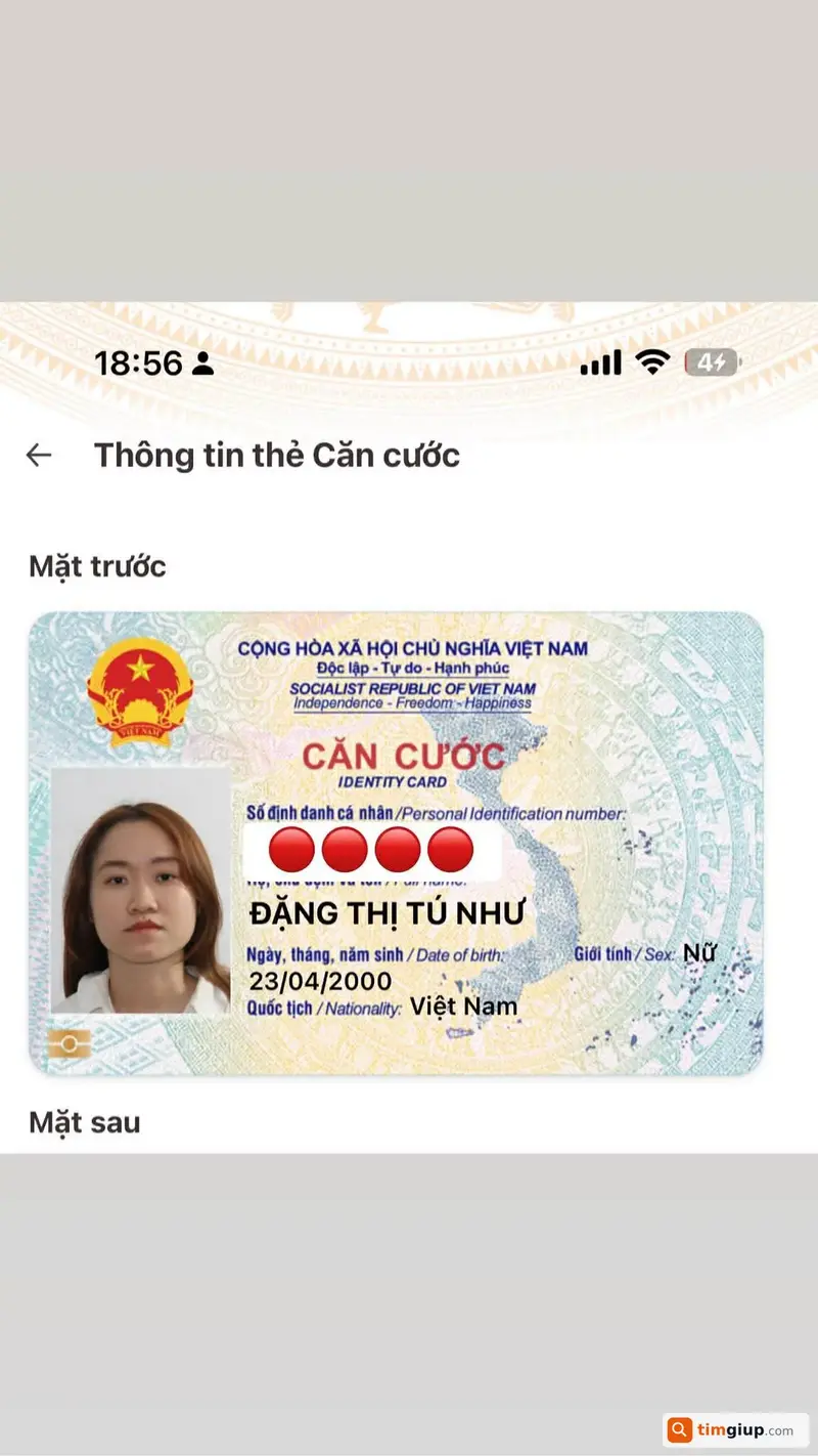 Tìm ví màu xanh dương chứa giấy tờ tên Đặng Thị Tú Như tại TP.HCM
