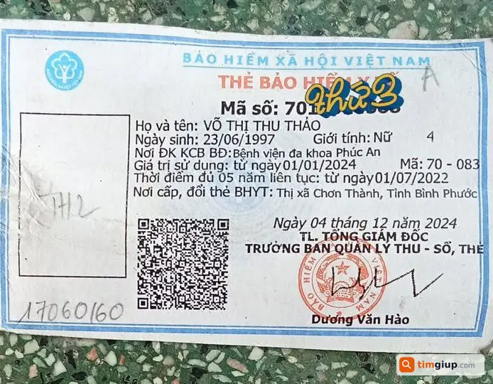 Nhặt Được Thẻ Bảo Hiểm Y Tế Mang Tên Võ Thị Thu Thảo