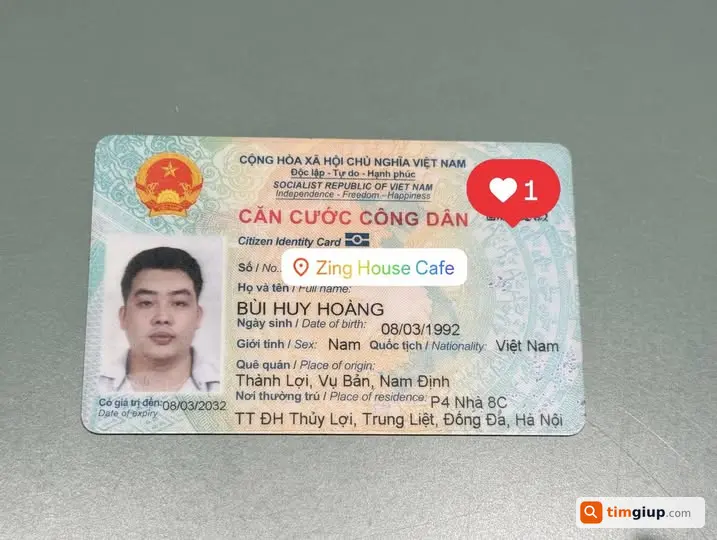 Nhặt được ví kèm CCCD tại Zing House Cafe Văn Khê Hà Đông