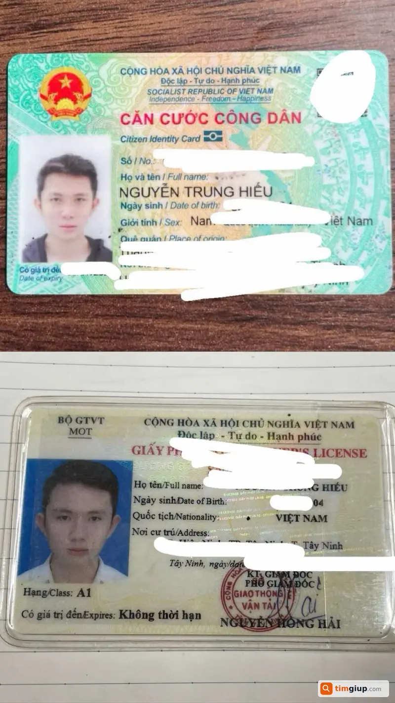 Tìm ví da nâu chứa giấy tờ Nguyễn Trung Hiếu rơi tại Tân Bình, TP.HCM