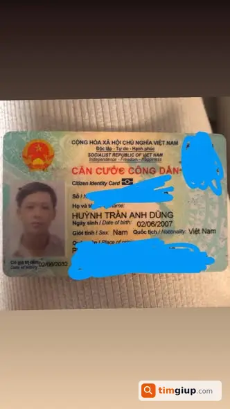 Em làm rơi ví da đen chứa CCCD, GPLX ở Võ Tân Chí, Bình Tân
