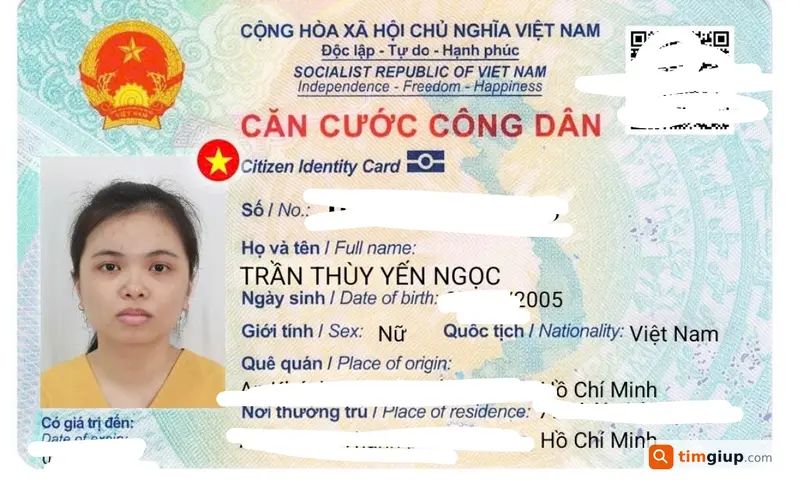 Tìm CCCD và thẻ SV Trần Thùy Yến Ngọc tại Quận 3 TP.HCM
