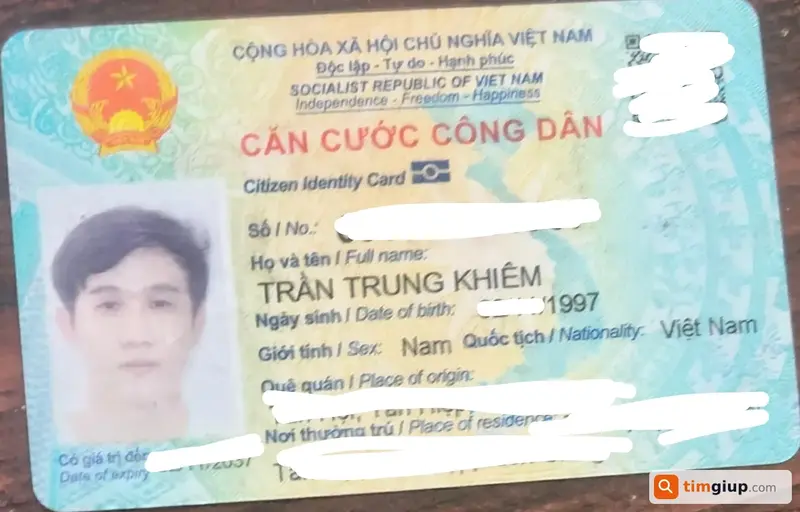 Tìm ví (bóp) đánh rơi tên Trần Trung Khiêm tại Long An