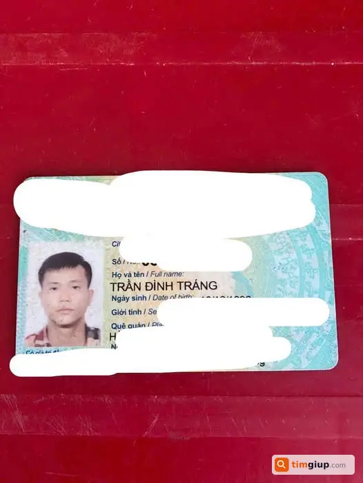 Tìm giấy tờ cá nhân mang tên Trần Đình Tráng bị mất