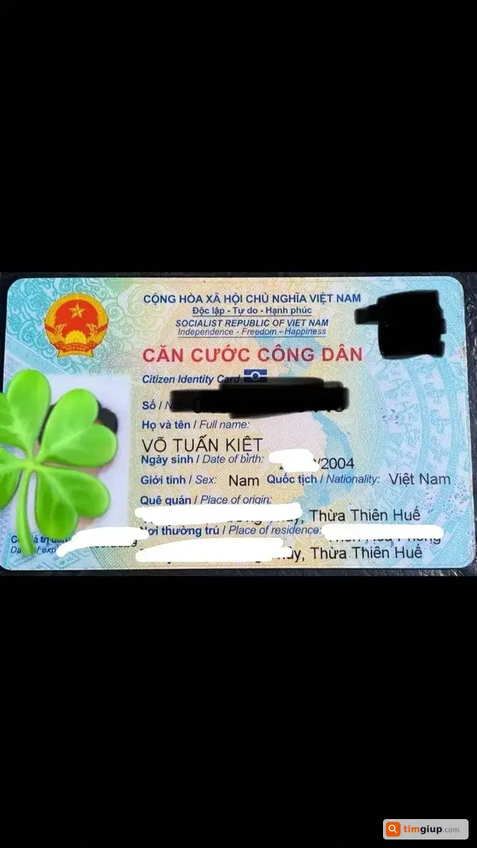 Tìm ví màu đen chứa CCCD và giấy tờ tên Võ Tuấn Kiệt tại Huế