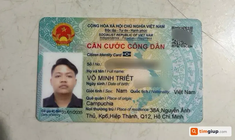 Nhặt được CCCD tại khu vực chưa rõ, liên hệ 0828198658 nhận lại