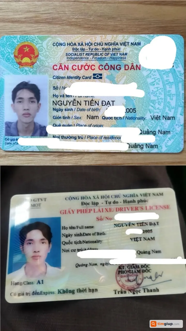 Tìm ví và giấy tờ tùy thân của Nguyễn Tiến Đạt tại TP.HCM