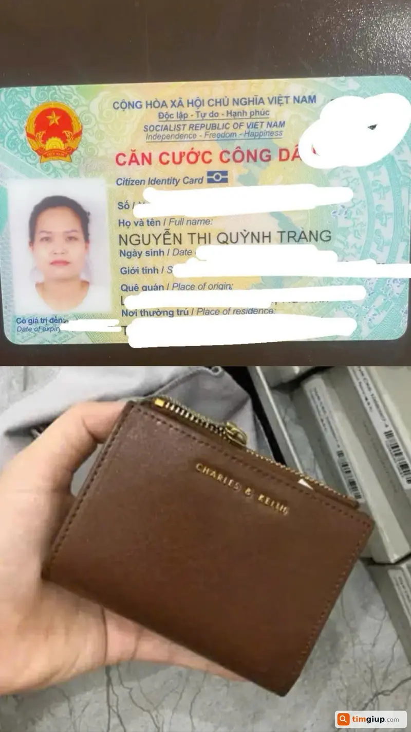 Tìm ví chứa giấy tờ tùy thân của chị Nguyễn Quỳnh Trang tại Cầu Giấy, Hà Nội