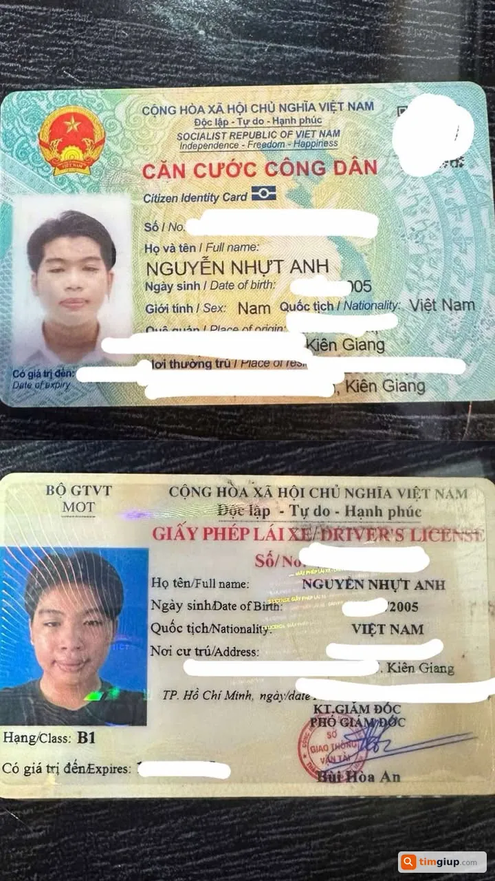 Tìm ví chứa giấy tờ tùy thân của Nguyễn Nhựt Anh tại Quận Gò Vấp, TP.HCM