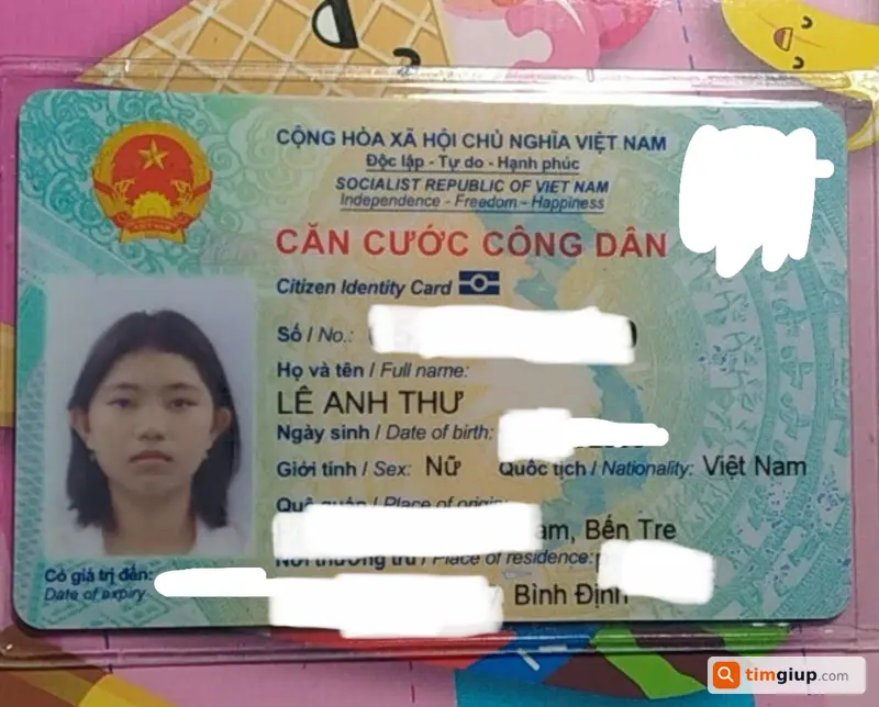 Tìm ví giấy tờ tên Lê Anh Thư rơi tại Hóc Môn TP.HCM