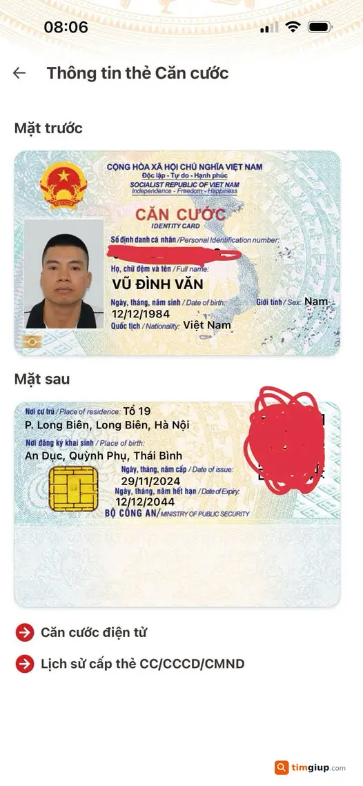 Tìm ví tiền có giấy tờ tên Vũ Đình Văn rơi Long Biên Hà Nội
