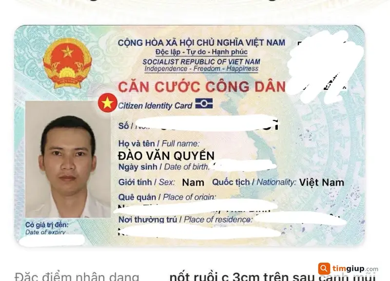 Tìm ví và giấy tờ tùy thân tên Đào Văn Quyến