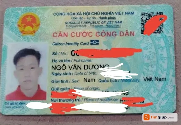 Tìm ví và giấy tờ tùy thân tên Ngô Văn Dương tại Hà Nội
