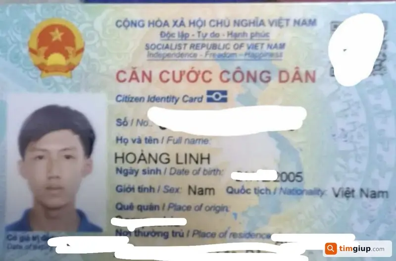 Tìm thẻ Căn cước công dân tên Hoàng Linh (2005) tại TP. Hồ Chí Minh