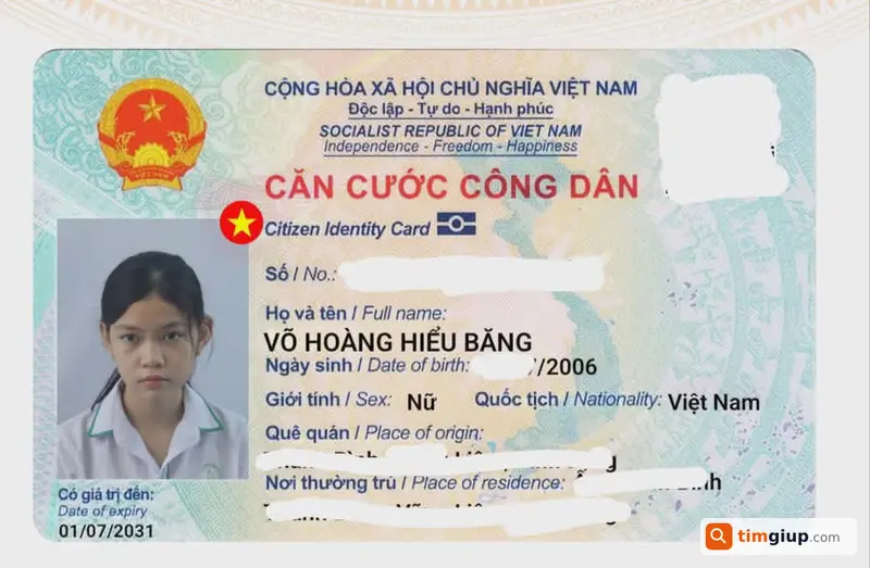 Tìm ví xanh lá có CCCD tên Võ Hoàng Hiểu Băng tại Quận 7