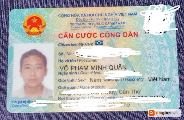 Tìm bóp tiền và giấy tờ tên Võ Phạm Minh Quân CMT8 Cần Thơ