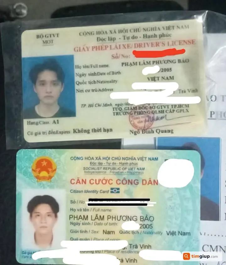 Tìm ví đen chứa CCCD tên Phạm Lâm Phương Bảo tại Quận 12