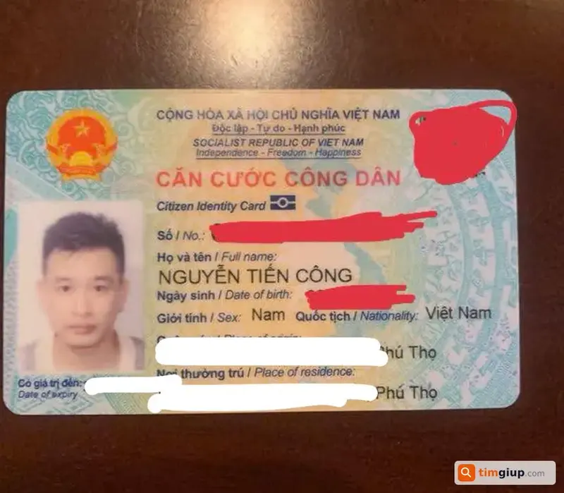 Tìm thẻ Căn cước công dân của anh Nguyễn Tiến Công tại Gò Vấp, TP.HCM