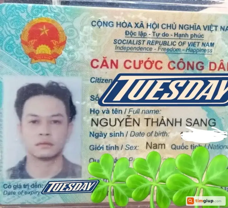 Tìm ví và giấy tờ tùy thân tên Nguyễn Thành Sang
