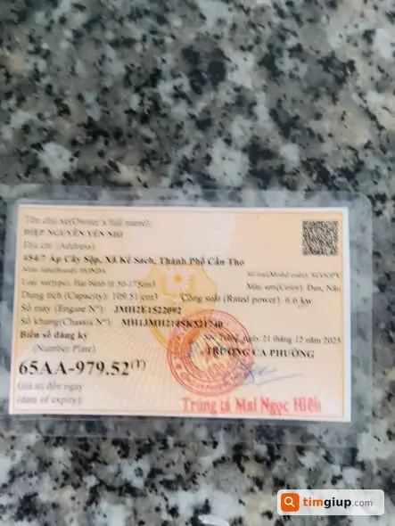Nhặt được giấy chủ quyền xe, liên hệ nhận lại