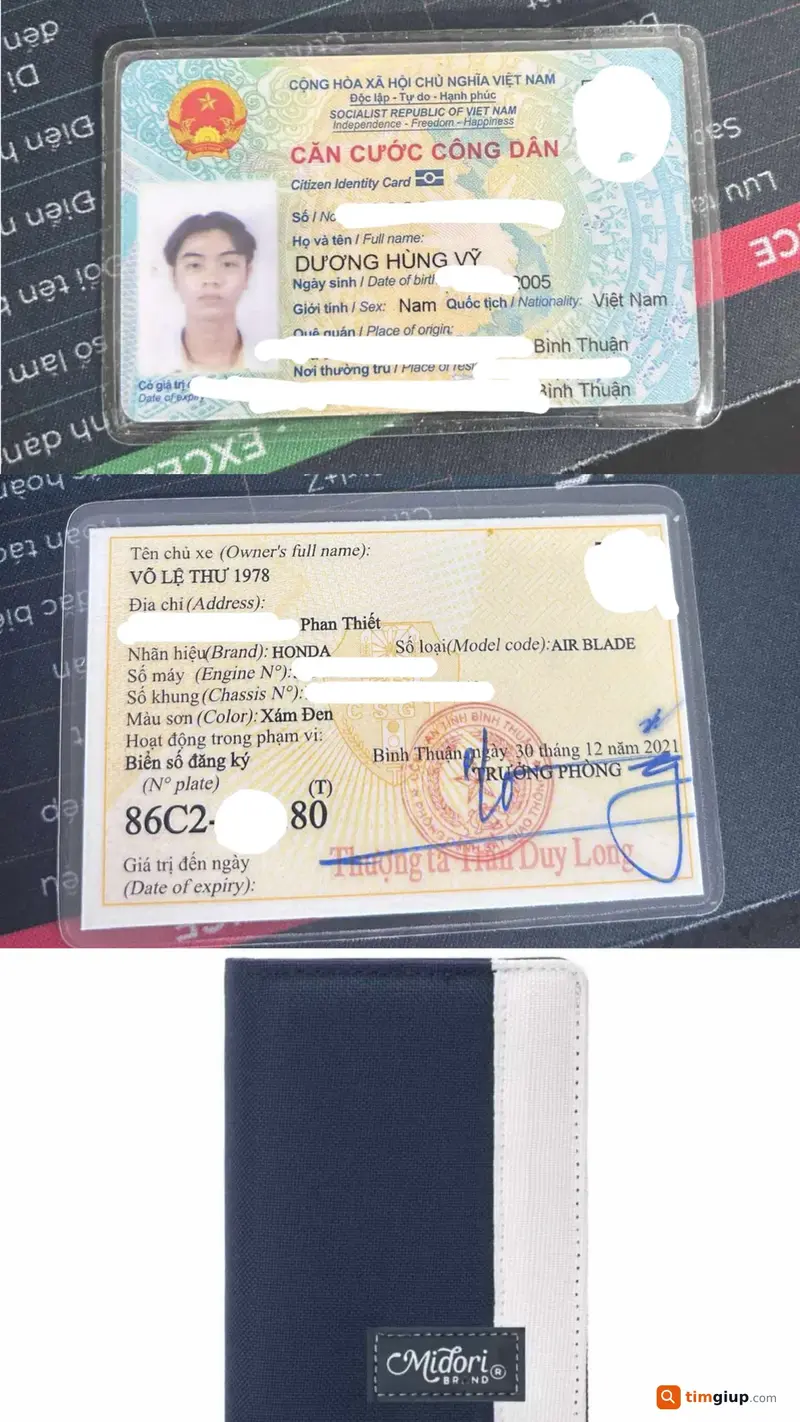 Tìm ví vải canvas chứa giấy tờ của Dương Hùng Vỹ tại Quận 4, TP.HCM