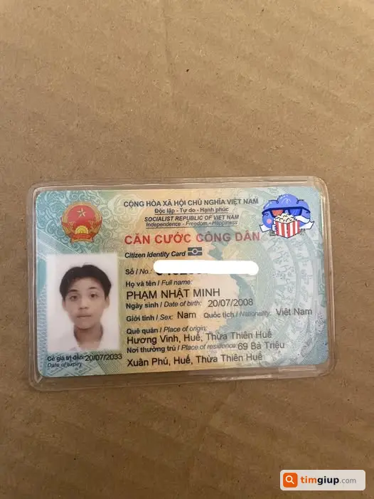 Nhặt được thẻ CCCD ở đường Triệu Quang Phục, Hà Nội