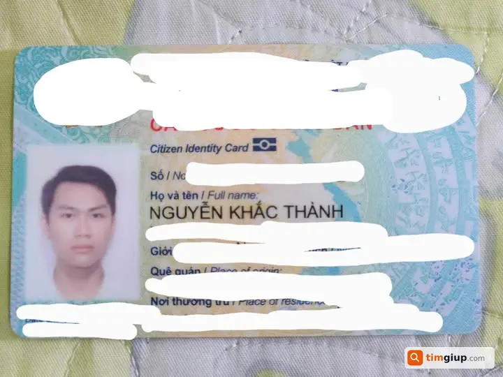 Tìm CCCD Nguyễn Khắc Thành thất lạc tại TP.HCM gấp
