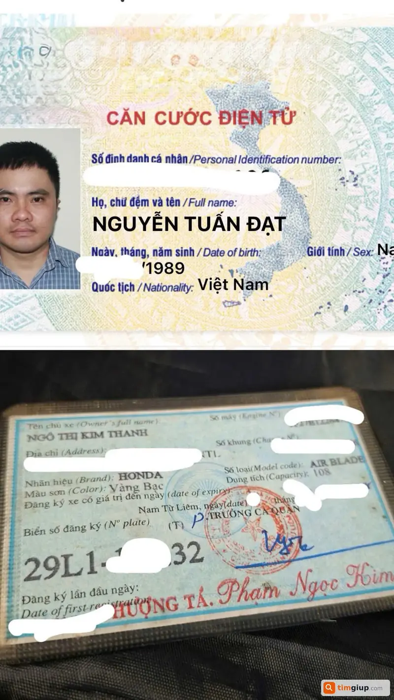 Tìm ví chứa giấy tờ tùy thân của anh Nguyễn Tuấn Đạt tại Cầu Giấy, Hà Nội