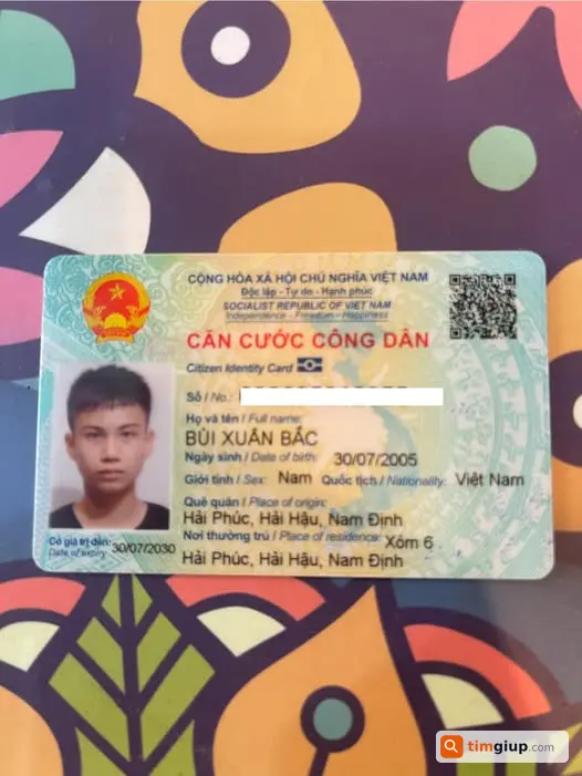 Nhặt được CCCD tại Đa Sỹ, Hà Đông, tìm người đánh rơi